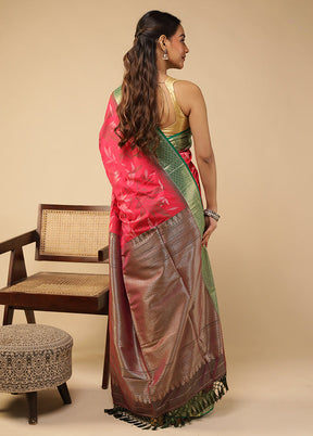 Twilight Twin Duo – Pink Dupion Silk & Grey Tissue Silk Sarees