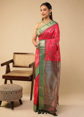 Pink Dupion Silk Saree With Blouse Piece