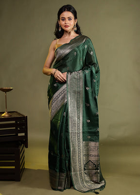 Green Dupion Silk Saree With Blouse Piece