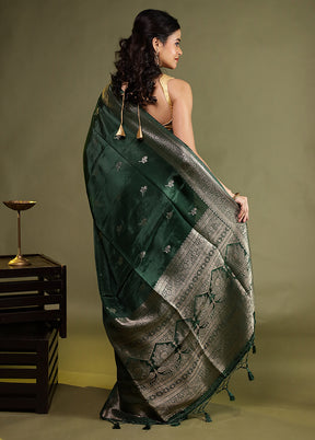 Green Dupion Silk Saree With Blouse Piece