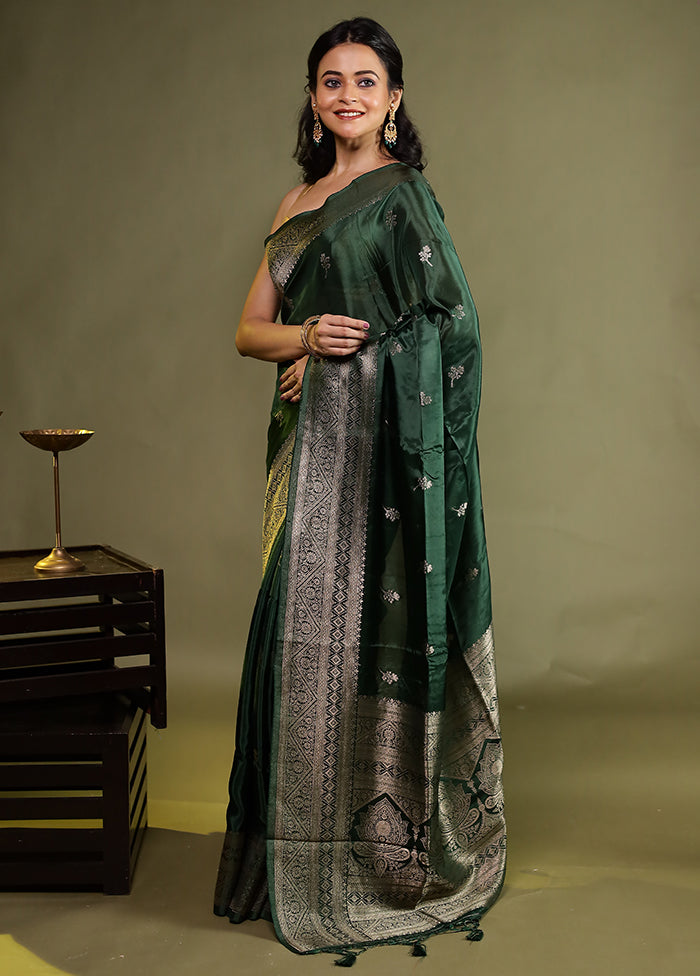 Green Dupion Silk Saree With Blouse Piece