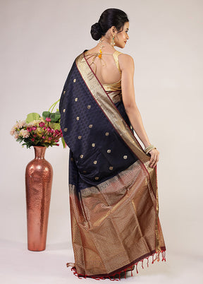 Black Kanjivaram Silk Saree With Blouse Piece