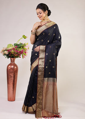 Black Kanjivaram Silk Saree With Blouse Piece