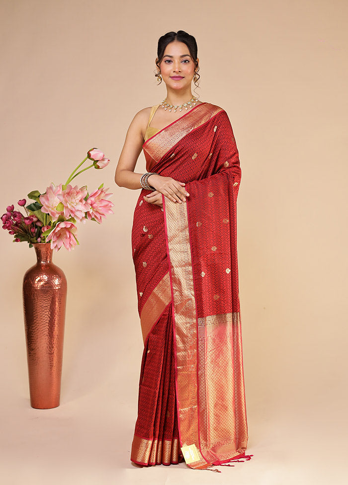 Red Kanjivaram Silk Saree With Blouse Piece