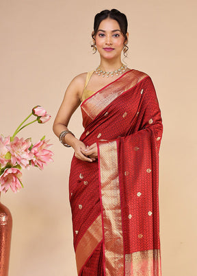 Red Kanjivaram Silk Saree With Blouse Piece