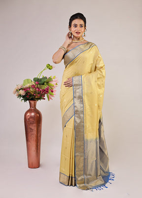 Yellow Kanjivaram Silk Saree With Blouse Piece