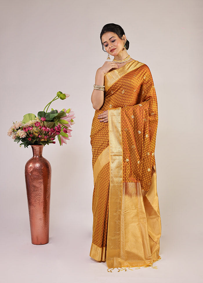 Yellow Kanjivaram Silk Saree With Blouse Piece
