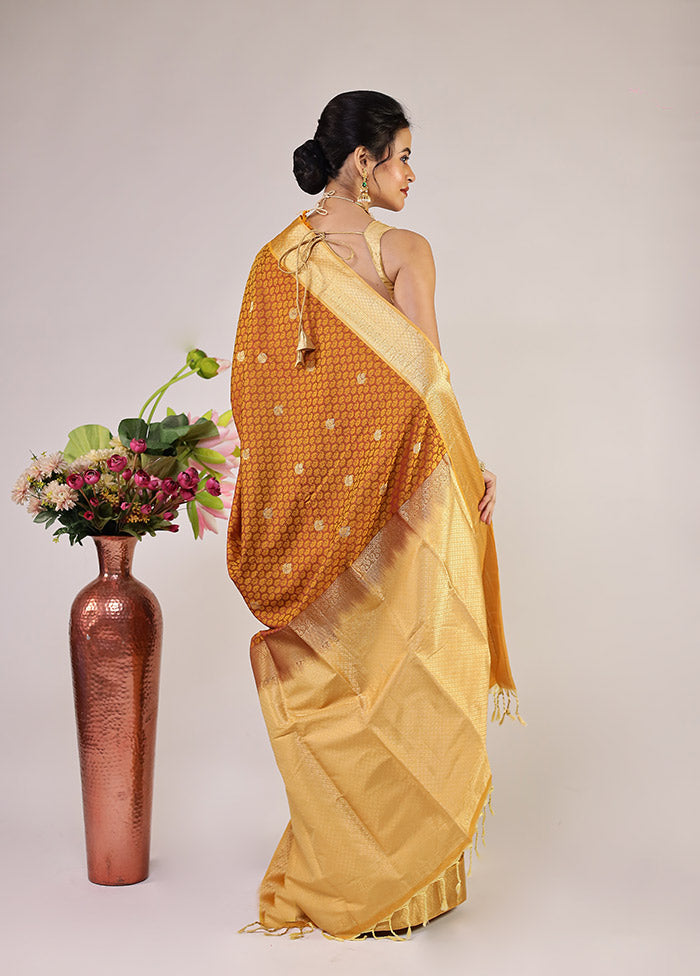 Maroon Kanjivaram Silk Saree With Blouse Piece