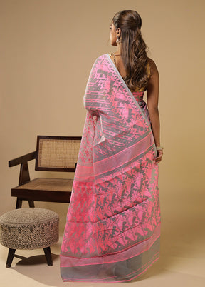 Grey Jamdani Cotton Saree Without Blouse Piece