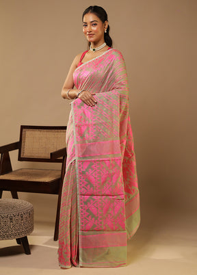 Green Jamdani Cotton Saree Without Blouse Piece