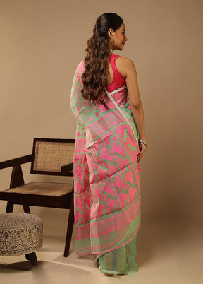 Green Jamdani Cotton Saree Without Blouse Piece