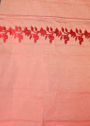 Red Jamdani Cotton Saree Without Blouse Piece