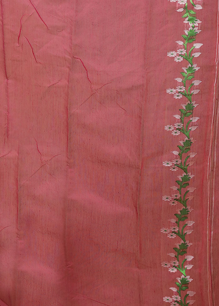 Purple Jamdani Cotton Saree Without Blouse Piece