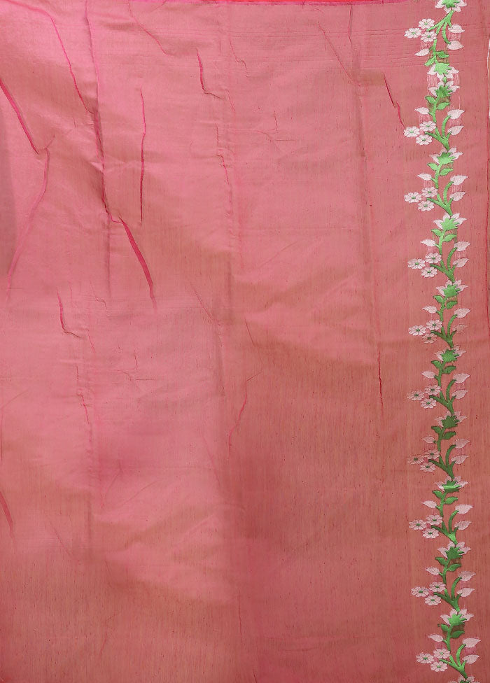 Maroon Jamdani Cotton Saree With Blouse Piece