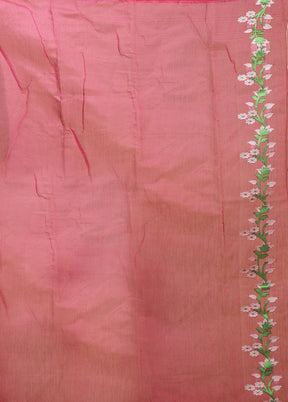 Maroon Jamdani Cotton Saree With Blouse Piece