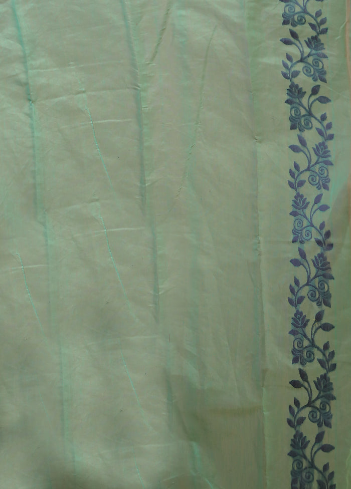Green Jamdani Cotton Saree With Blouse Piece