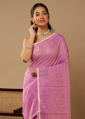 Pink Jamdani Cotton Saree Without Blouse Piece