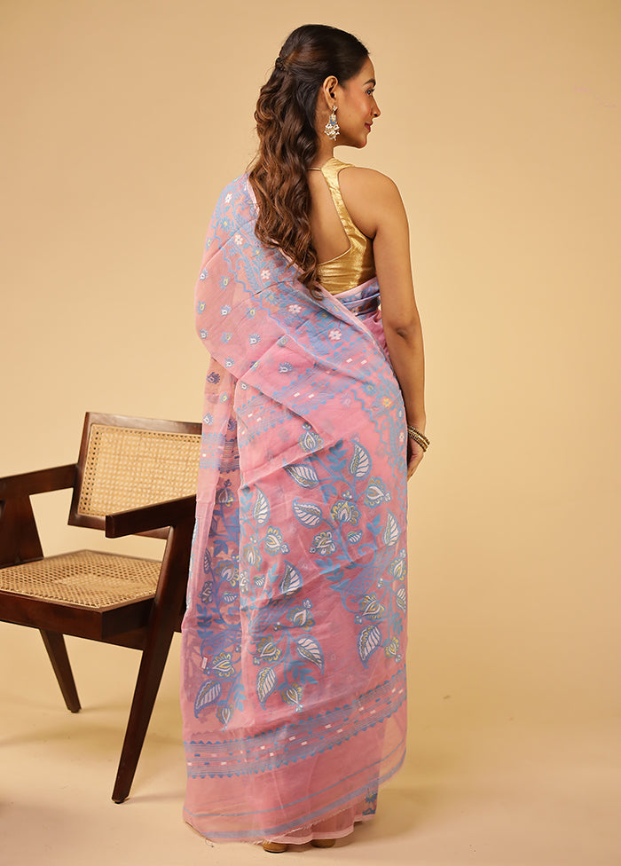 Purple Jamdani Cotton Saree Without Blouse Piece