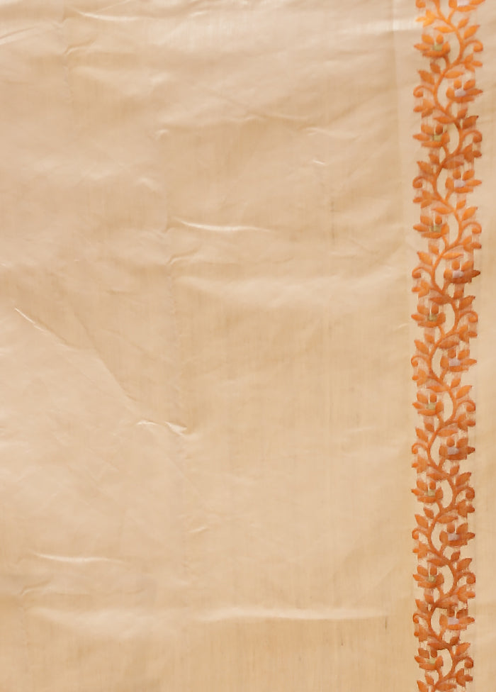 Cream Jamdani Cotton Saree With Blouse Piece