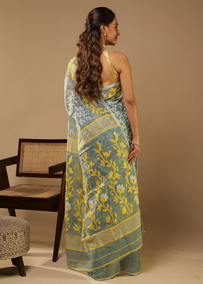 Green Jamdani Cotton Saree Without Blouse Piece