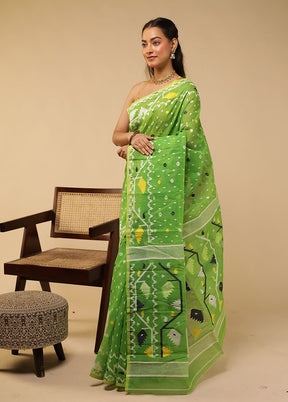 Green Jamdani Cotton Saree Without Blouse Piece