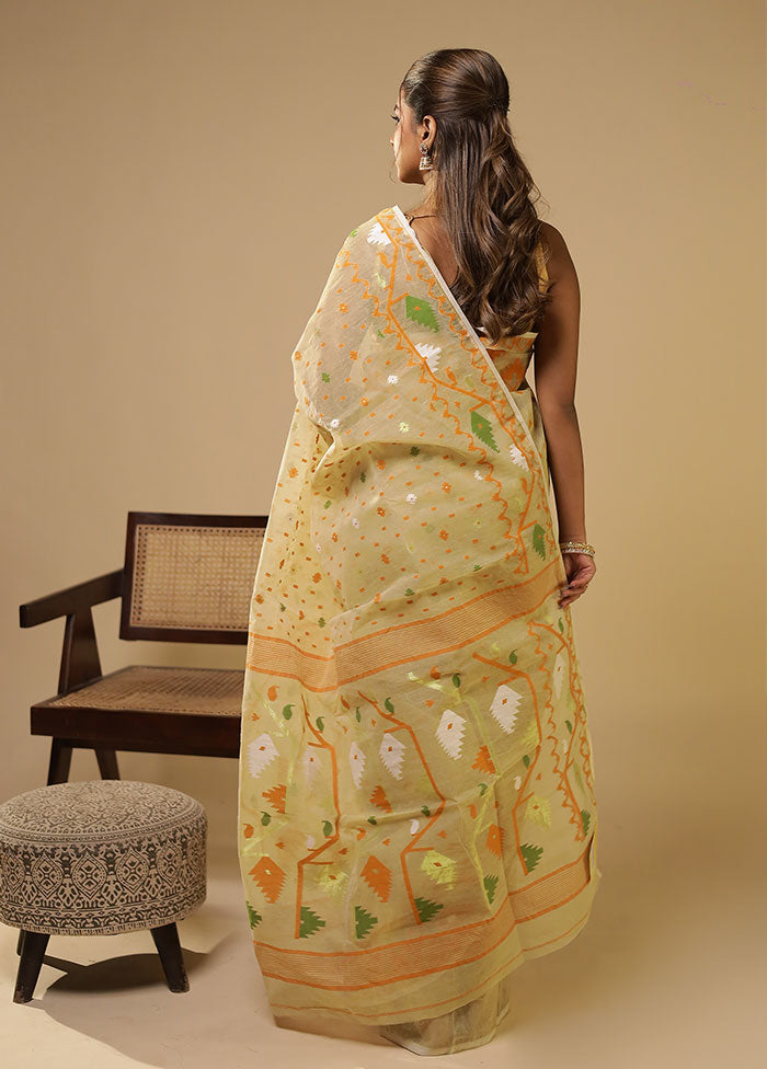 Grey Jamdani Cotton Saree Without Blouse Piece