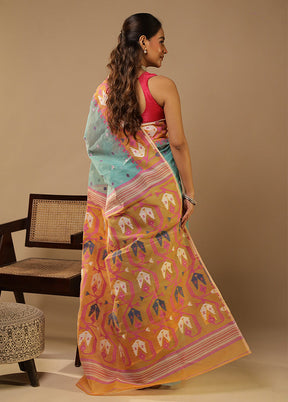 Green Jamdani Cotton Saree Without Blouse Piece