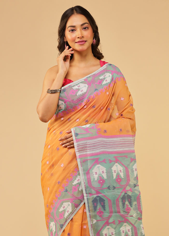 Multicolor Jamdani Cotton Saree Without Blouse Piece