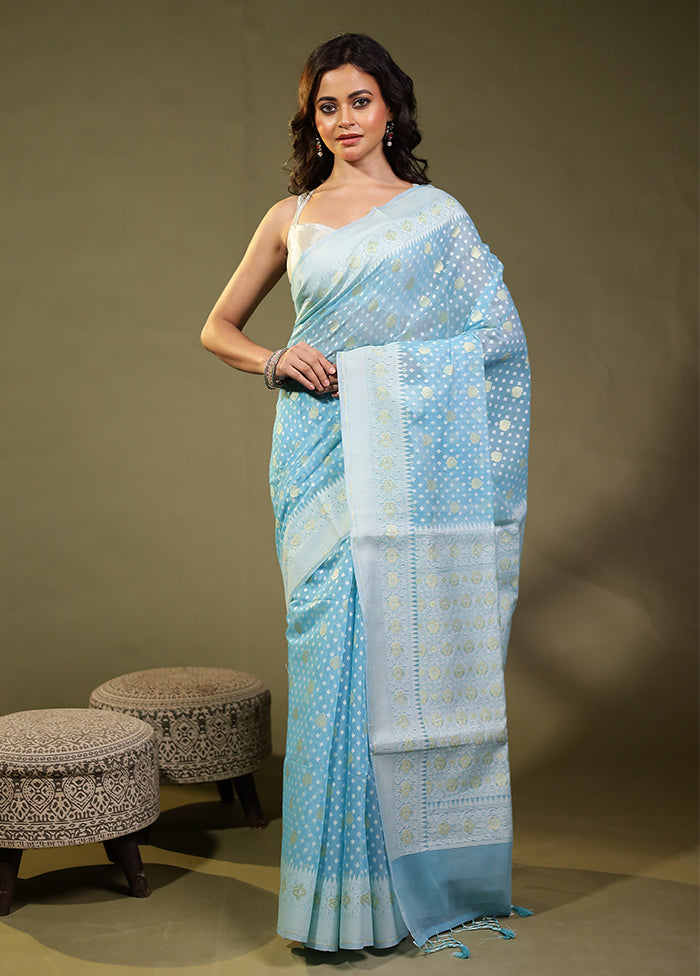 Green Kora Silk Saree With Blouse Piece