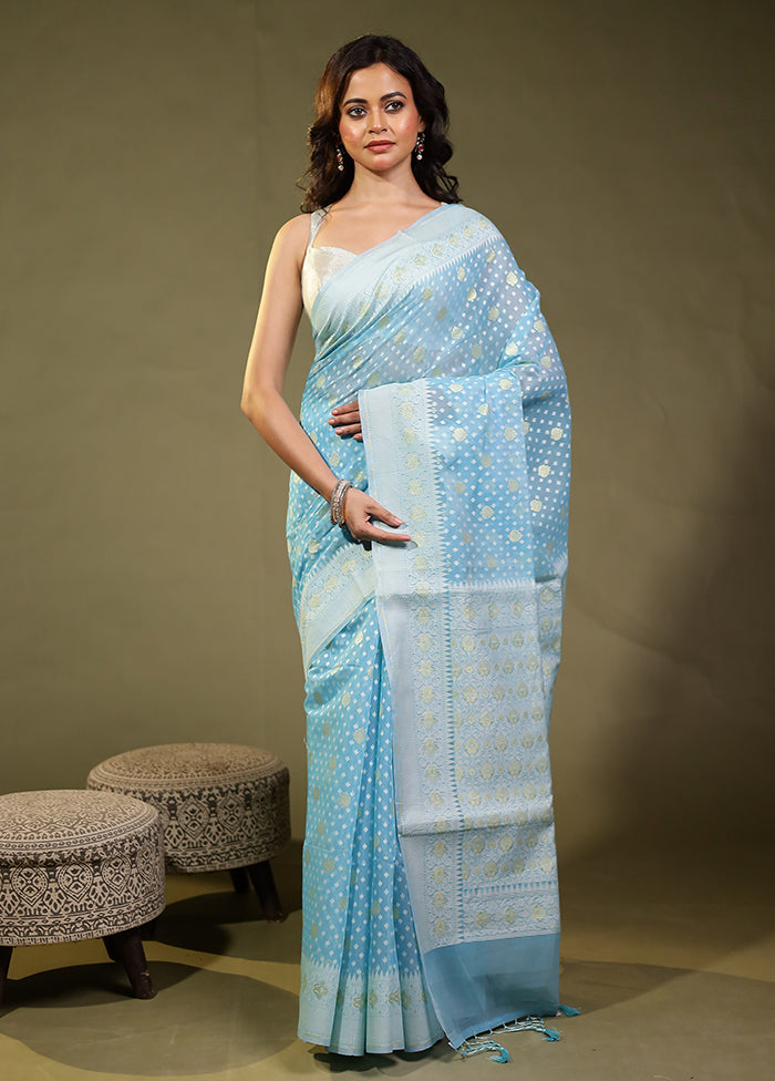 Green Kora Silk Saree With Blouse Piece