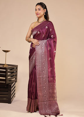 Purple Dupion Silk Saree With Blouse Piece