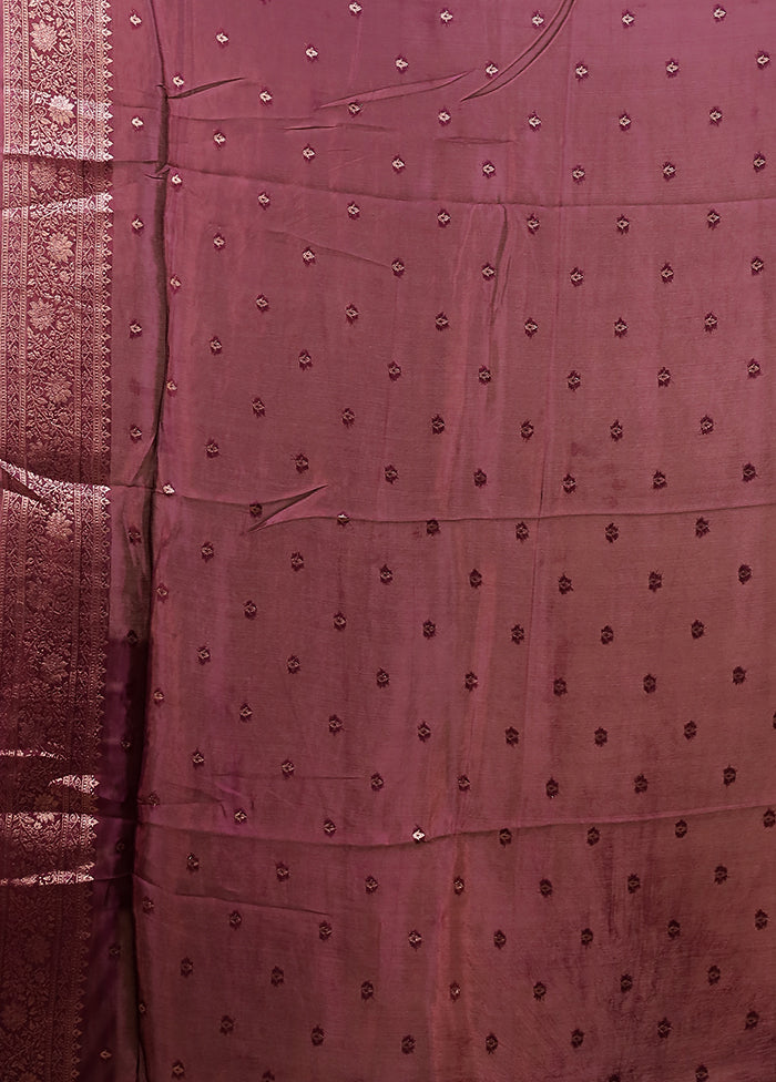 Purple Dupion Silk Saree With Blouse Piece