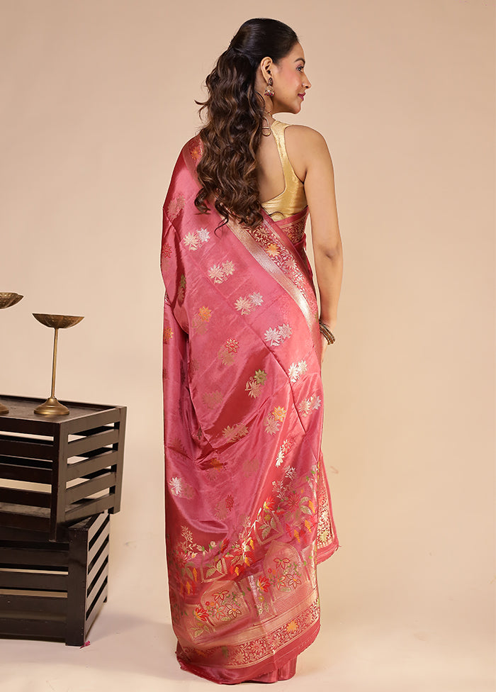 Pink Dupion Silk Saree With Blouse Piece