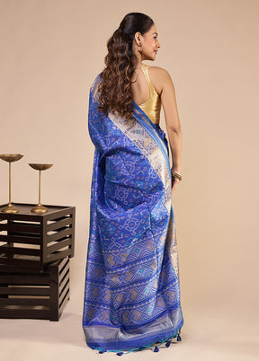 Blue Tussar Silk Saree With Blouse Piece
