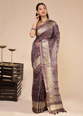 Purple Tussar Silk Saree With Blouse Piece