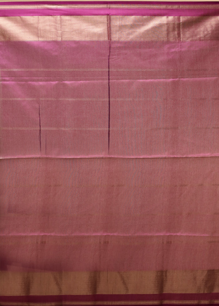 Pink Tussar Silk Saree With Blouse Piece