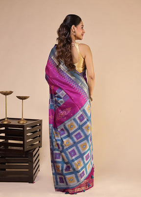 Magenta Tussar Silk Saree With Blouse Piece