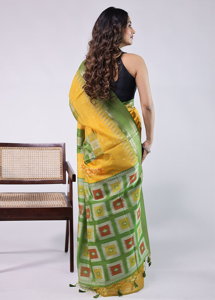 Green Tussar Silk Saree With Blouse Piece