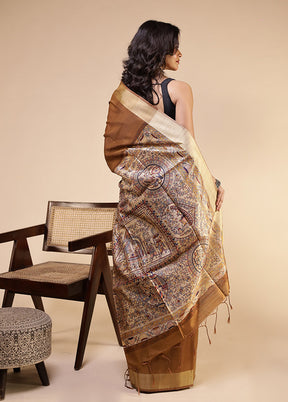 Yellow Tussar Silk Saree With Blouse Piece