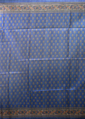 Blue Tussar Silk Saree With Blouse Piece