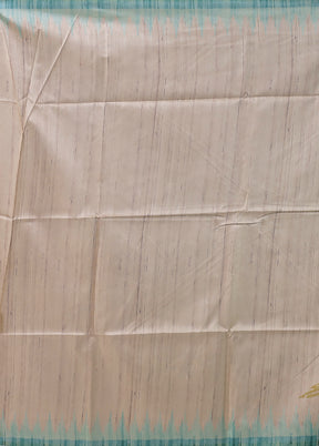Cream Tussar Silk Saree With Blouse Piece