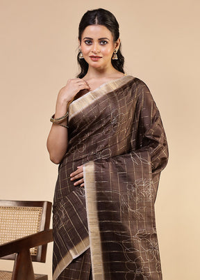 Black Tussar Silk Saree With Blouse Piece