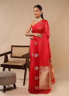 Red Pure Cotton Saree With Blouse Piece