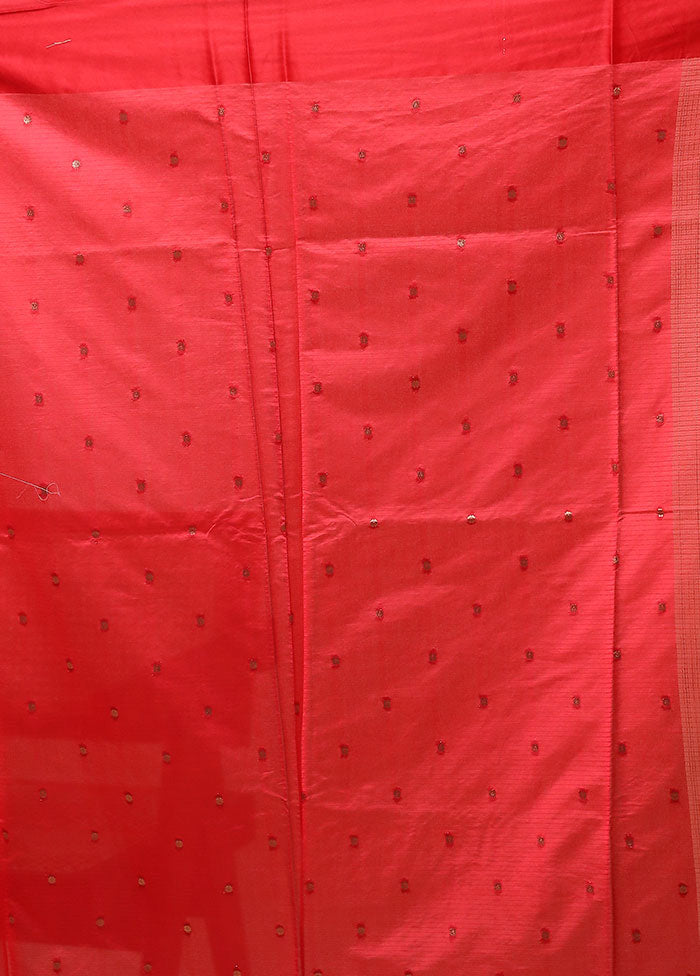 Red Pure Cotton Saree With Blouse Piece