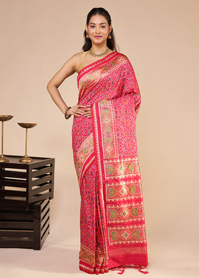 Pink Dupion Silk Saree With Blouse Piece