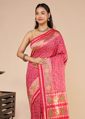 Pink Dupion Silk Saree With Blouse Piece