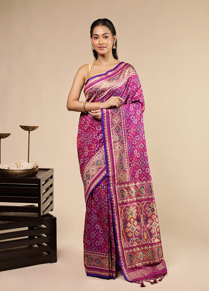 Purple Dupion Silk Saree With Blouse Piece