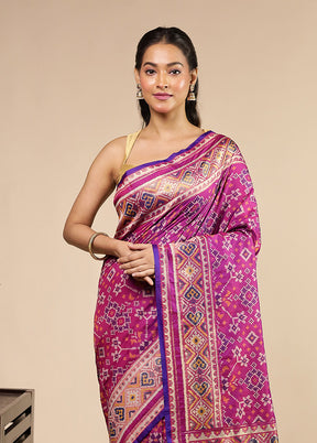 Purple Dupion Silk Saree With Blouse Piece