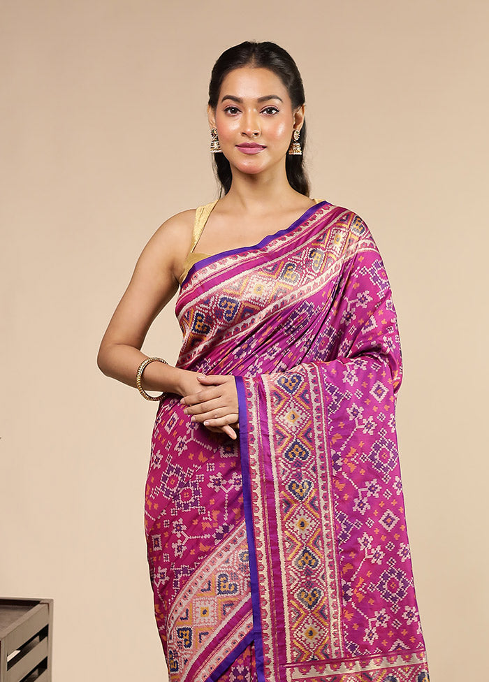 Purple Dupion Silk Saree With Blouse Piece