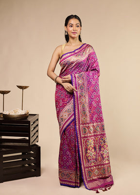 Purple Dupion Silk Saree With Blouse Piece